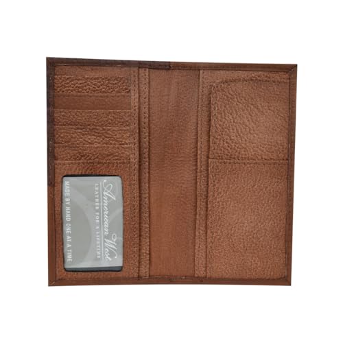 American West Leather Rodeo Wallet For Men | Genuine Hair-On Leather Mens Western Wallet | Long Wallet With Concho (Medium Brown)2