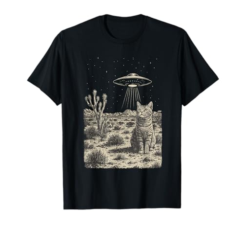 UFO Cat Cowboy Desert Alien Cat Cowboy Rodeo Western T-Shirt