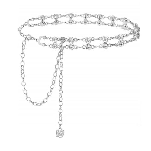 Abien Rhinestone Chain Belt for Women Crystal Chain Belt Sparkle Thin Rhinestone Belts for Dresses