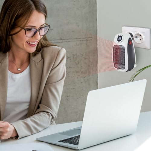 BEPER P203TER350 Mini calefactor cerámico, mini calefactor eléctrico compacto de 500 W/1000 W, pantalla LED, temporizador de 24 horas, termostato, enchufe giratorio de 90°, apagado automático seguro - imagen 6