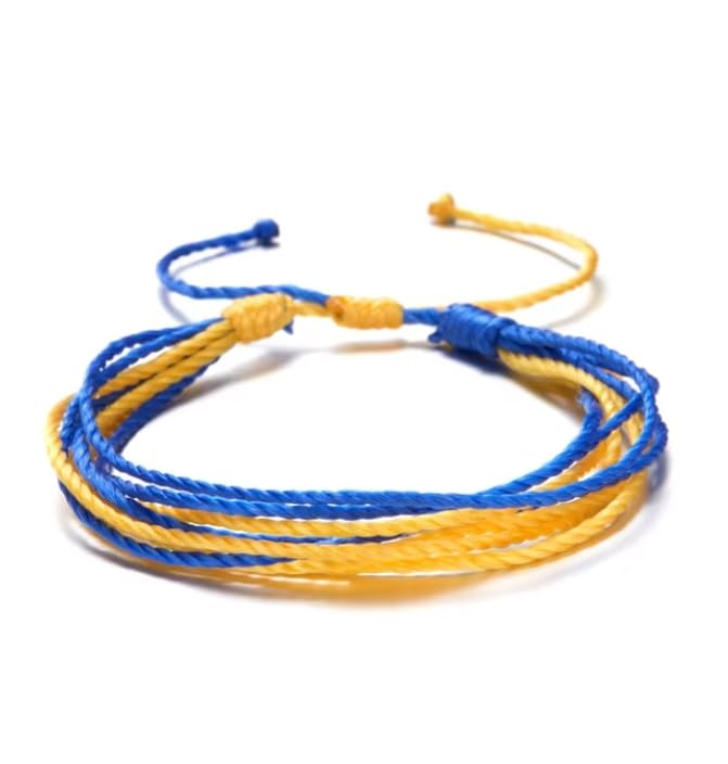 Bracelet en pierre naturelle perles tressées bleu jaune de haute qualité