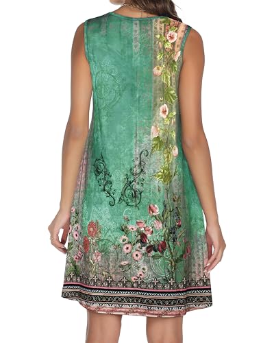 Image of Summer Dresses for Women 2026 Casual Sleeveless Sundress Floral Loose Fit Beach Cover Up with Pocket