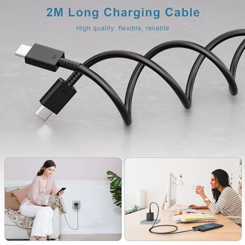 45W USB C-Oplader Snellader, Super Fast Charger Voedingsadapter met 2 m 5A Oplaadkabel Snellaadkabel voor Samsung Galaxy S25 S24 S23 S22 Ultra/Plus S21 S20FE Note10+, A72 A55 A54 A53, Tab S9 S8 S10 - Afbeelding 5