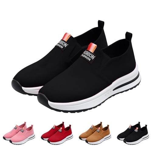 Baskets compensées à enfiler légères : chaussures marche noir 36.5