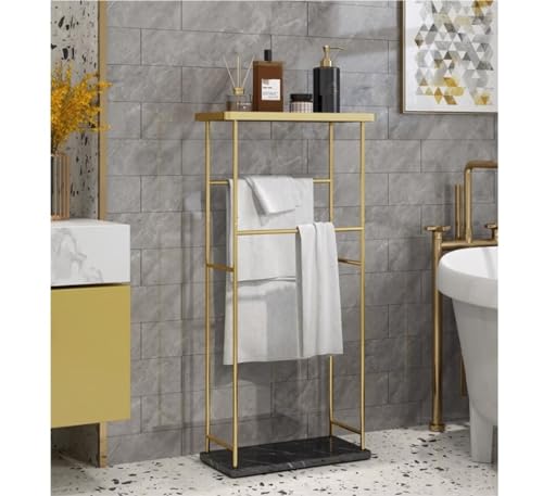 Porte-serviettes de luxe avec base en marbre véritable et finitions en fer forgé