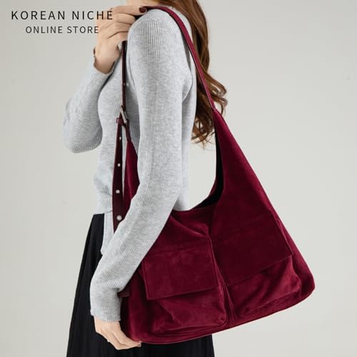 Sac de navetteur décontracté en daim café style vintage - 6