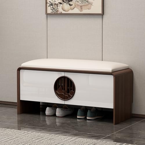 Banc à chaussures en cuir PU luxueux et robuste pour salon moderne