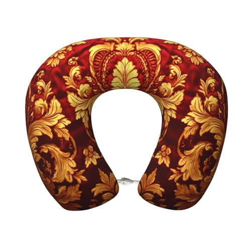 Almohada de viaje con patrón damasco negra miniatura 1