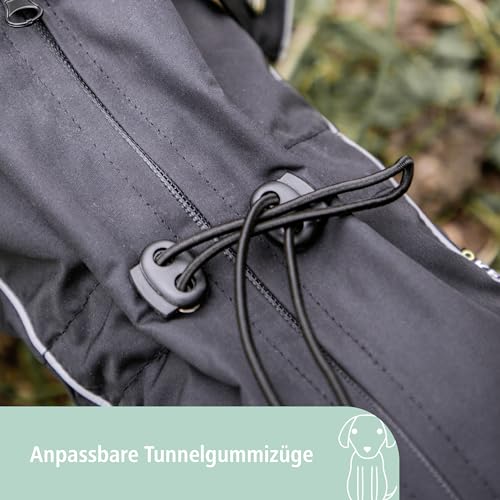 Kerbl Pet Regenmantel Manchester, Hundejacke, Hundemantel, schwarz, 60cm, Polyester, Hunde, mit Beinschutz