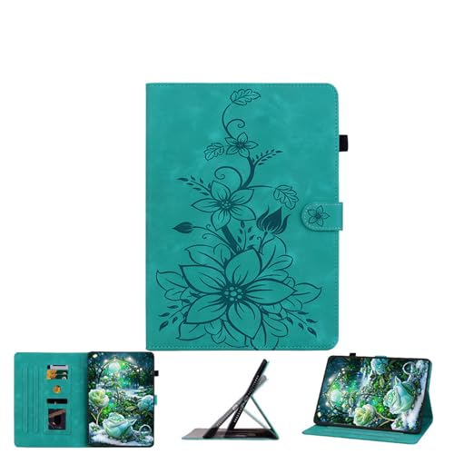 Protection antichoc Lenovo Tab Pro 12.7 motif lys vert avec porte-crayon
