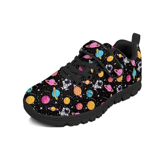 Kids Running Shoes Walking Sports Athletic Tennis Sneakers for Boys Girls Astronaut Planet Space Pattern