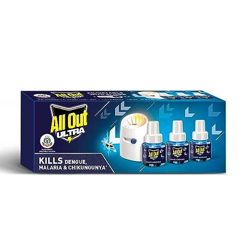 All Out Ultra Liquid Vaporizer, Machine + 3 Refills (45ml each) | Kills Dengue, Malaria & Chikungunya Spreading Mosquitoes| India's Only Mosquito Killer Brand Recommended by Indian Medical Association - Image 2 thumbnail