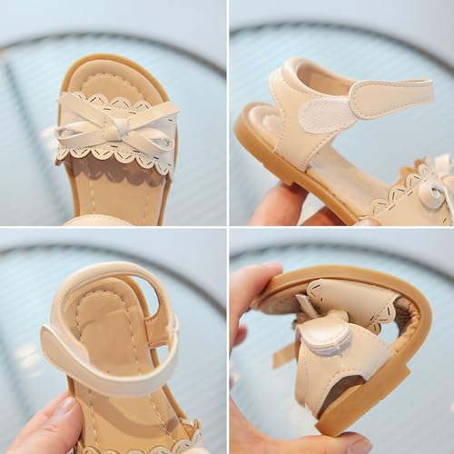 Kids Toddler Girls Solid Bowknot Leather Sandals Open Toe Flat Bottom Princess Sandals Summer Fashion Dress Shoes2