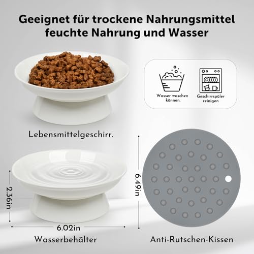 Katzennapf,2 Stück Futternapf Katze Aus Keramik Erhöhter Zervixschutz-Katzennapf Futternapf Katze Erhöht Fressnäpfe Katzen Für Katzen Mit Wasser, Trockenfutter, Nassfutter
