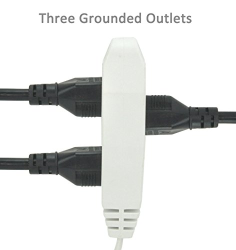 BindMaster 15 Feet Extension Cord / Wire, 3 Prong Grounded, 3 outlets, Flat Plug , White (1 Pack) - Thumbnail 6