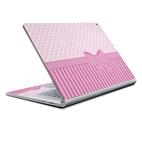Image of MightySkins Carbon Fiber Skin for Microsoft Surface Book 2 13 inch (2017) - Pink Present,Protective, Durable Textured Carbon Fiber Finish,Easy to Apply, Remove, and Change Styles,