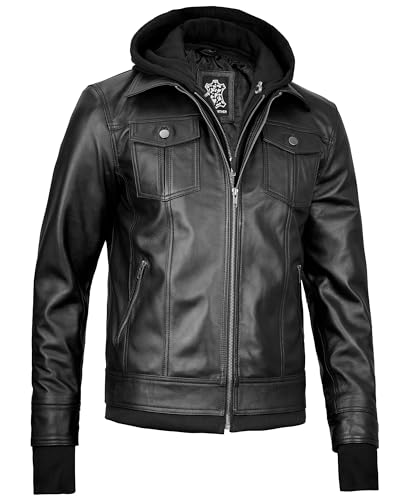 Decrum Leather Jacket Men - Real Lambskin Hooded Leather Jackets For Men3