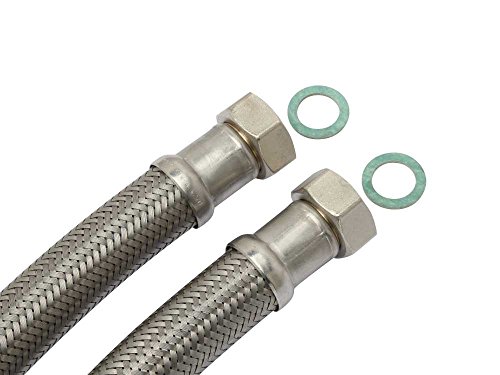 Preisvergleich Produktbild Sani-HiFlex Panzerschlauch, DN25, TRINKWASSER, beidseitig 1' ÜM, Flexschlauch Hauswasserwerk, mit Edelstahl Umflechtung / extreme Knickfestigkeit, Schlauchlänge:70cm