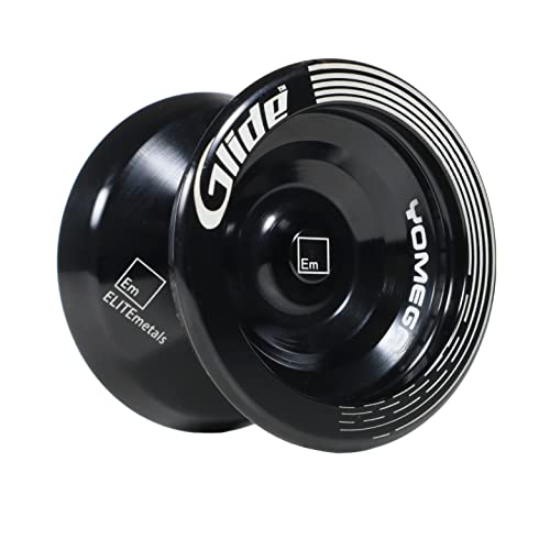 Yomega Glide® – Pro Level Aluminium Metall unresponsive Yoyo für fortgeschrittene Spieler – Flügelform, C-Größe Kugellager Yoyo + Handschuh + 5 zusätzliche Saiten + 3 Monate Garantie (schwarz