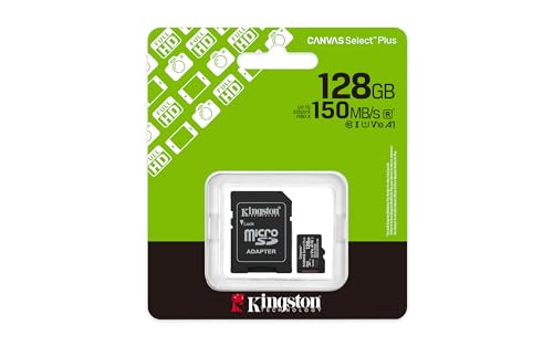 Kingston Canvas Select Plus Carte mémoire microSD 128GB microSDXC Gen3 150MB/s A1 Adaptateur SD Inclus - SDCS3/128GB