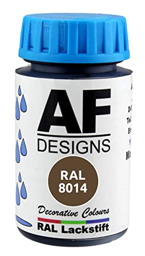 Alex Flittner Designs Pennarello Vernice RAL 8014 Marrone Sepia Opaco 50 ml per Legno, Metallo, Mobili, Bagno - Ritocco e Riparazione