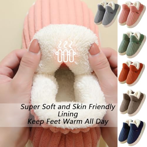 Pluffy Slipper Booties Women Men, Plush Ankle Booties Slippers Warm Fuzzy Comfy House Anti-Slip Thick Sole Winter Slipper4
