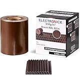 Electronicx Premium PVC Sichtschutzstreifen RAL 8014 Braun | Hochwertige Zaunfolie Doppelstabmatten | 35m x 19 cm | 650g/m² | UV-beständig, extra langlebig, Blickdicht, inkl. 20 Befestigungsclips
