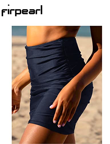 Firpearl Women's Swim Skirt High Waist Bikini Bottom Tummy Control Tankini Swimsuit Bottom Us8 Black #TOP3
