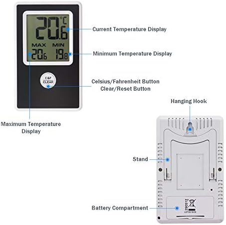 Digital Max Min Greenhouse Thermometer - Monitor Maximum and Minimum Temperatures For Use In The Garden Greenhouse or Home and Can Be Used Indoor or Outdoor Easily Wall Mounted