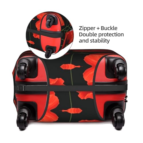 Poppy Flowers Tsa Approved Luggage Cover For 18-32 Inch Suitcases Scratch-Resistant Stretch Luggage Cover4