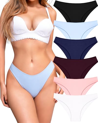 Image of UNDER THE SEA Cotton Underwear for Women 6 Pack Sexy Bikini High Cut Breathbale Cheeky Panties Underwear Womens Lingerie