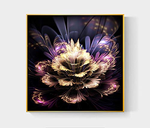 Affiche fleur feuille d'or moderne pour sublimer un salon sombre et chic
