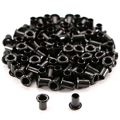 HolsterSmith [100 Pack] Black Coated Eyelets - (#6-9 Length) - (3/16 in. Diameter) - (USA Made) - Rivets for DIY Kydex Holsters, Leather Shoes, and Canvas Cloth