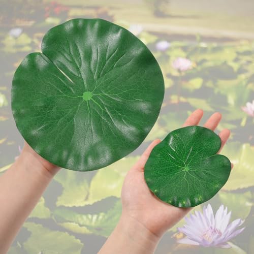 6 Stück Künstliche Lotusblätter, Seerosen Künstlich Laub, Lilien Pads schwimmender Schaumstoff Lotusblätter, Realistische Seerosen Pads, Künstliche Seerosenblätter, für Terrasse Koi Fisch Teich Pool
