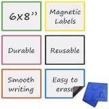 Write On Magnets Dry Erase for Fridge - 6 Pack - 8x6 in Whiteboard Magnetic Labels Writable Magnet Sheets Pads - White Board Magnet Strips for Home and Office