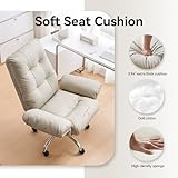 EMIAH Home Office Chair with Footrest, Criss Cross Chair with Wheels and Flip-up Arms, PU Leather Reclining Ergonomic Executive Desk Chair, Comfortable Rolling Computer Home Office Chairs (Beige) - Image 7