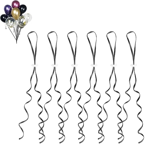 GoldRock Cierres de globos de helio con cuerda para globos, 50 unidades de cinta negra, cierres de globos, cordones para globos, cuerda para colgar globos para bodas, cumpleaños, fiestas