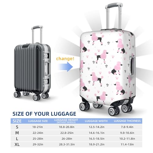 Travel Luggage Cover Protector - Pink Cute Poodle Dog Crown Anti-Scratch Suitcase Covers Fits 18-32 Inch Luggage2