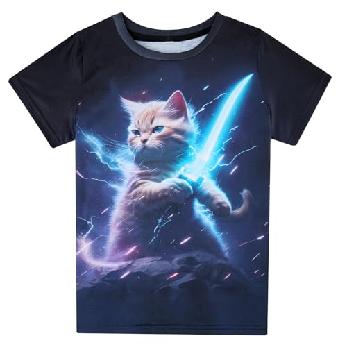 Funnycokid Youth Shirts Boys Girls Size 14-16 Graphic Tee Short Sleeve Tee Cool T-Shirt 15-16 Years Casual Summer