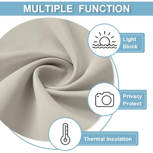 RYB HOME Blackout Door Window Curtain, Self-Ahensive Blinds Privacy Room Darkening for Glass Window/Front French Door, W26 x L69 inch, Natural, 1 Pc
