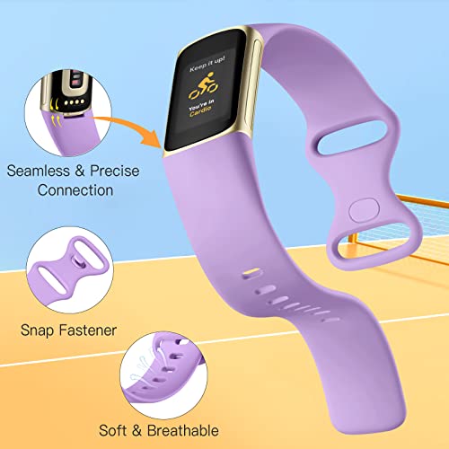 6 Packs Sport Band Compatible With Fitbit Charge 5 Bands For Women And Men, Soft And Waterproof Wristband Replacement Bracelet Strap For Fitbit Charge 5 Fitness Tracker Accessories, 3 Packs #TOP3