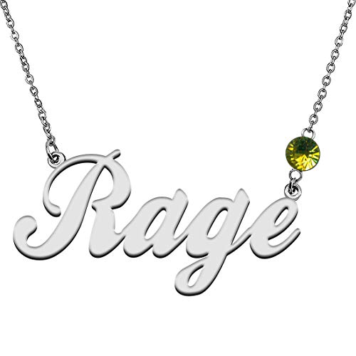 GR859C Personalized Charm Name Necklace with Birthstone for Best Friends Rage