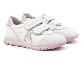  Zapatillas Deportivas Infantiles con Puntera Reforzada, Todo Piel mod.900 - Calzado Infantil (Talla 31, Blanco-Rosa) - AngelitoS