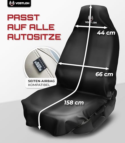 VOSTLOH Autositzschoner für Vordersitze – Wasserdicht (Schwarz) – Ansicht 6