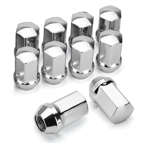 Image of Dynofit 14x1.5 OEM Lug Nuts Compatible with Chevy Silverado 2500 3500 GMC Sierra RAM 2500 3500, 22mm Hex 1.75 inch H,10pcs Chrome Factory Wheel Nuts