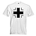 Kiwistar T-shirt pour homme en forme de croix de l'armée allemande avec inscription en allemand "Bundeswehr Kreuz" - Blanc - XX-Large