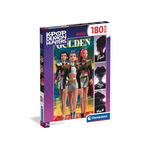 Clementoni - Puzzle per Bambini 180 Pezzi Super, per Bambini 7+ Anni, Illustrazione con Personaggi della Serie K-pop Demon Hunters, Idea Regalo, Made in Italy, 33,5x48,5 cm, 21761
