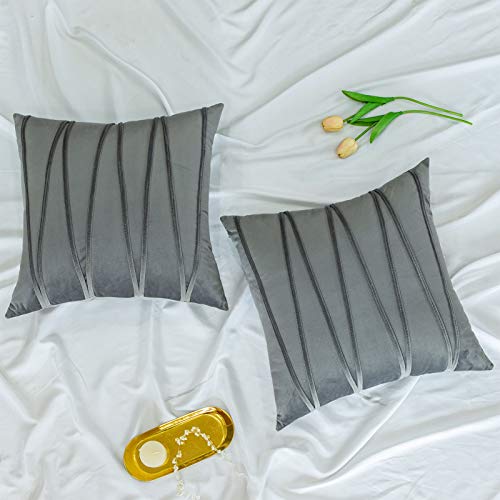 Capa de almofada decorativa de veludo com listras de veludo, pacote com 2 capas de almofada para sof