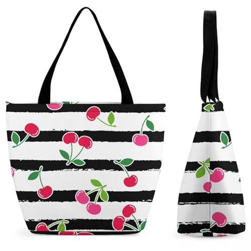 Sac à bandoulière cerise rayée idéal pour vos week-ends et shopping