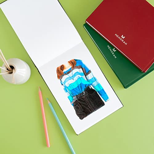 Image of MENORAH - A5 - Sketch Book for Artist - 115 GSM (160 Pages / 80 Sheets) - Artist Drawing Book - (14.8Cm X 21.0Cm) - Hard Case Bound - Completely Handmade-Landscape- Black, Paper, oil pastels